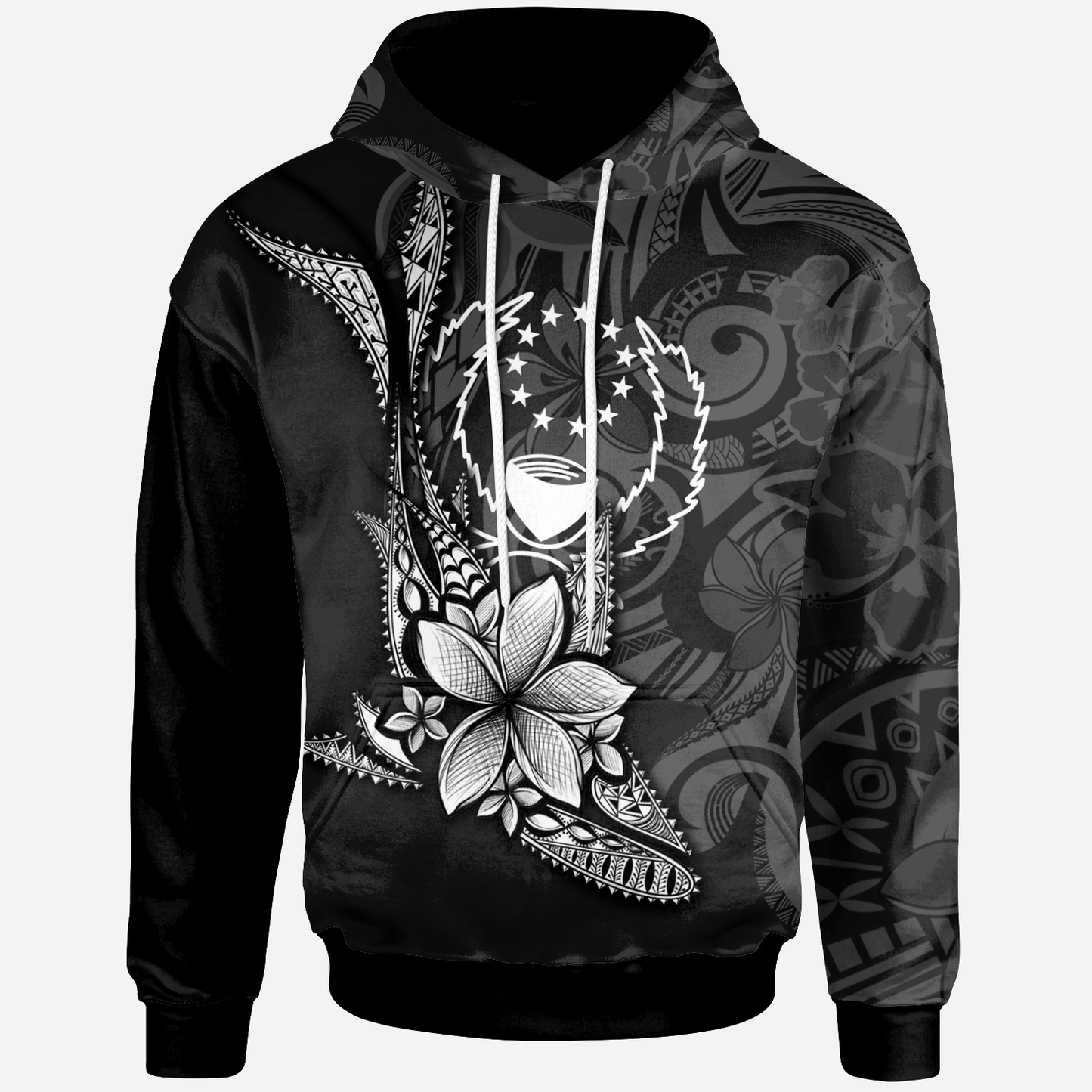 Pohnpei Hoodie - Fish With Plumeria Flowers Style