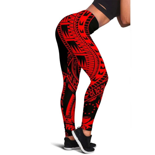 Pohnpei Legging Polynesian Pattern Red
