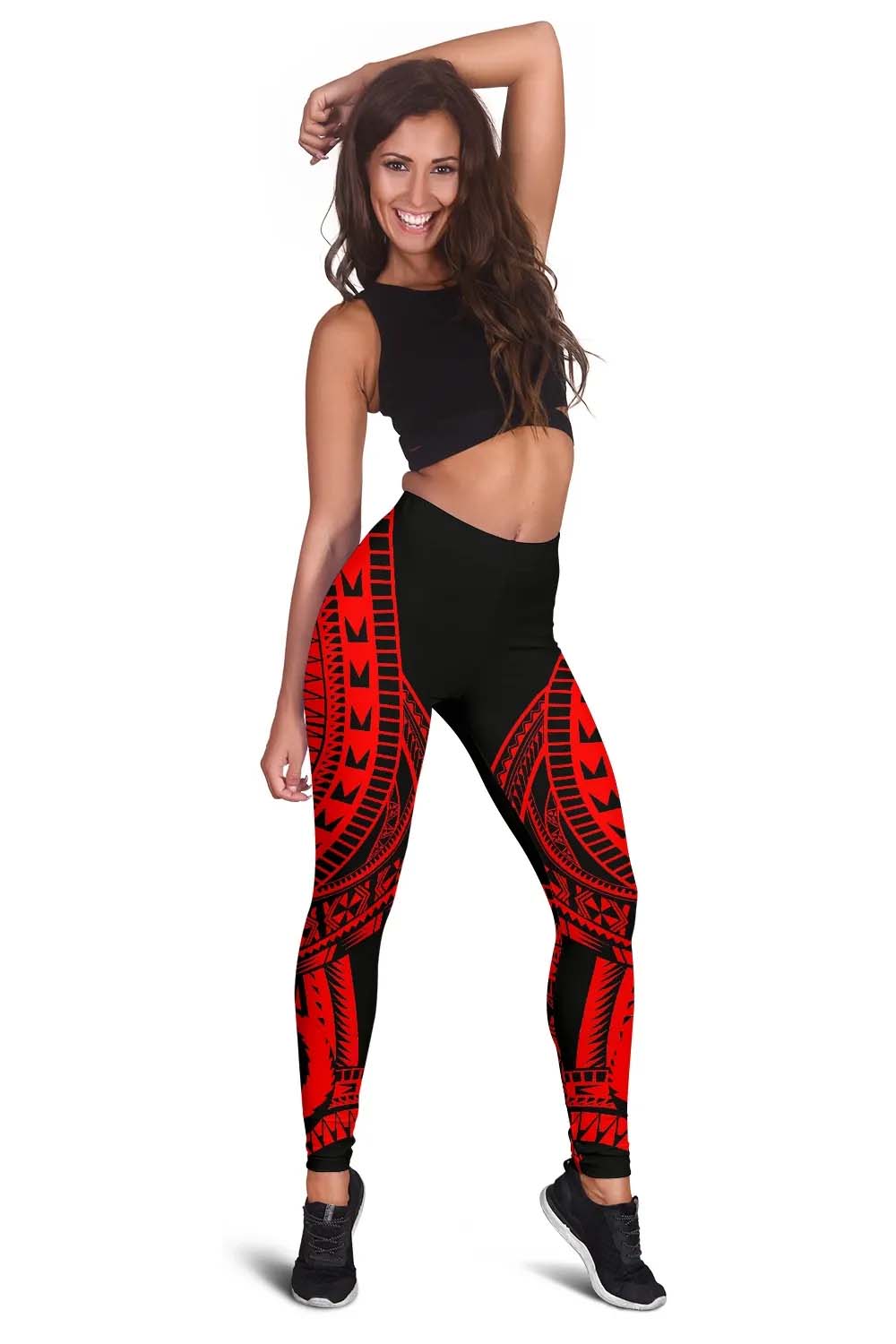 Pohnpei Legging Polynesian Pattern Red