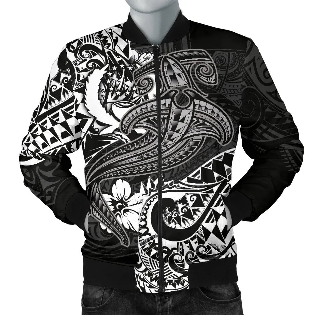 Pohnpei Bomber Jacket - White Shark Polynesian Tattoo