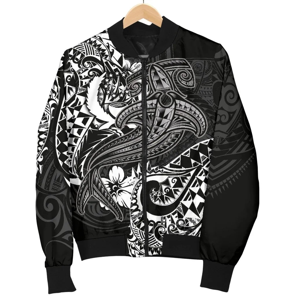 Pohnpei Bomber Jacket - White Shark Polynesian Tattoo