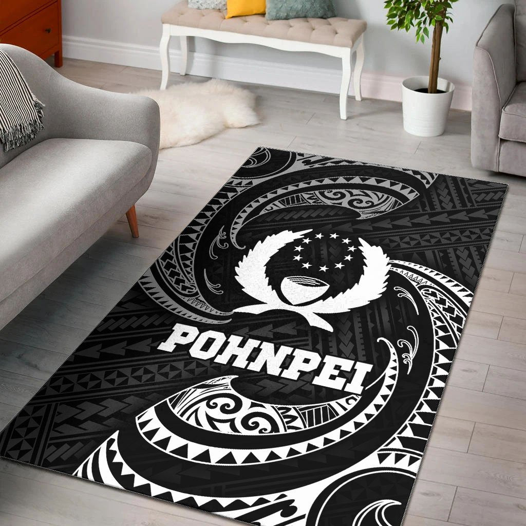 Pohnpei Micronesia Area Rug - White Tribal Wave