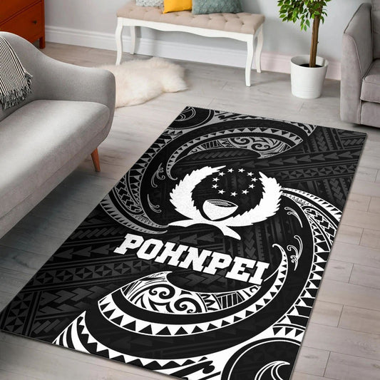 Pohnpei Micronesia Area Rug - White Tribal Wave