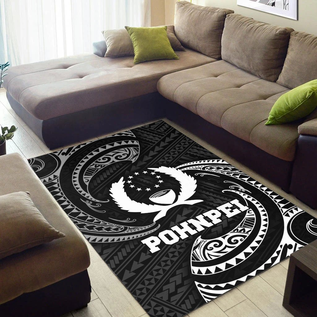 Pohnpei Micronesia Area Rug - White Tribal Wave