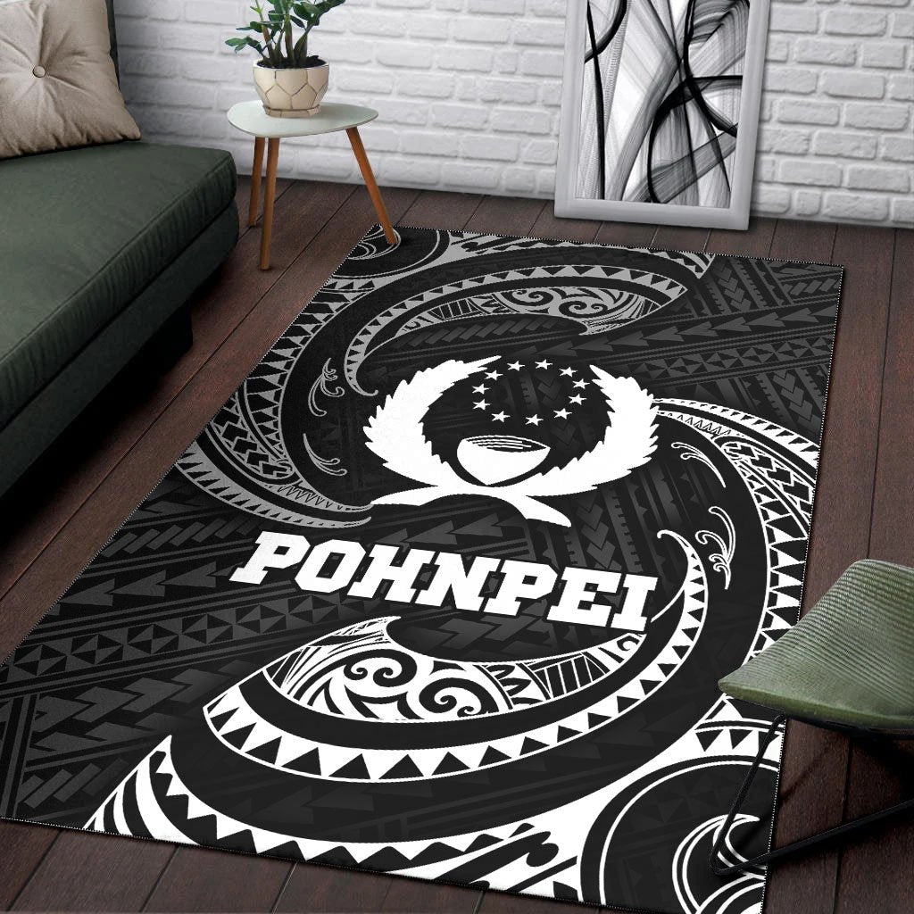 Pohnpei Micronesia Area Rug - White Tribal Wave