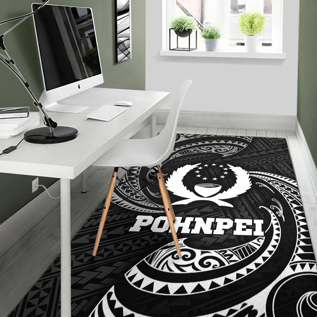 Pohnpei Micronesia Area Rug - White Tribal Wave