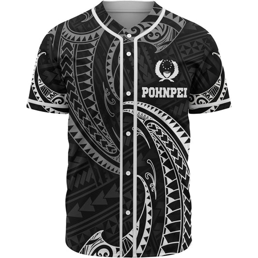 Pohnpei Micronesia Baseball Shirt - White Tribal Wave