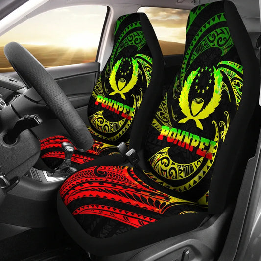 Pohnpei Micronesia Car Seat Covers - Reggae Tribal Wave