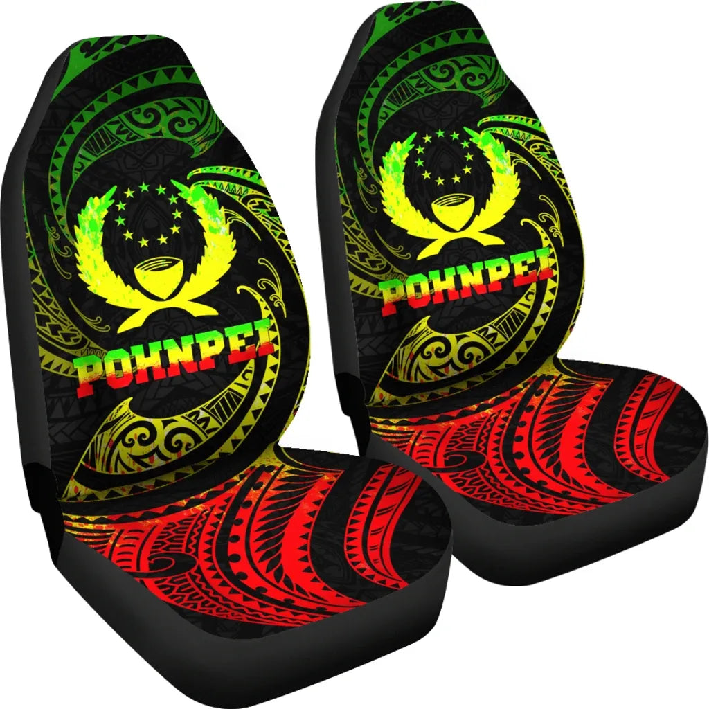 Pohnpei Micronesia Car Seat Covers - Reggae Tribal Wave