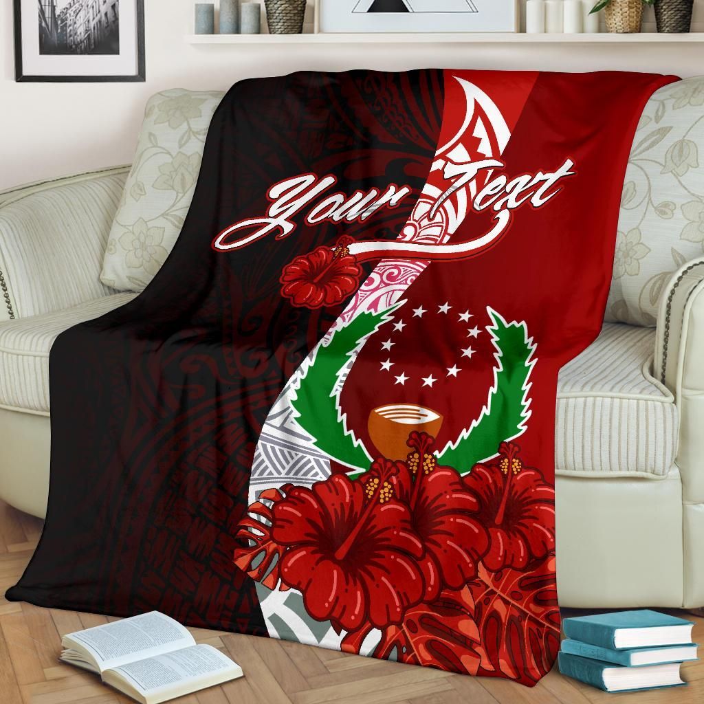 Pohnpei Micronesia Custom Personalised Premium Blanket - Coat Of Arm With Hibiscus