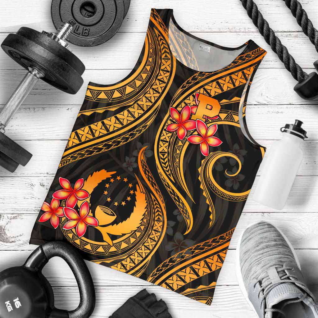 Pohnpei Micronesian Men Tank Top - Gold Plumeria