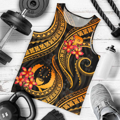 Pohnpei Micronesian Men Tank Top - Gold Plumeria