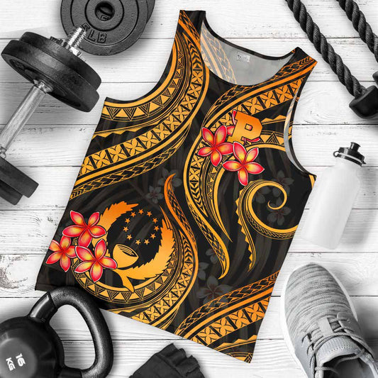 Pohnpei Micronesian Men Tank Top - Gold Plumeria