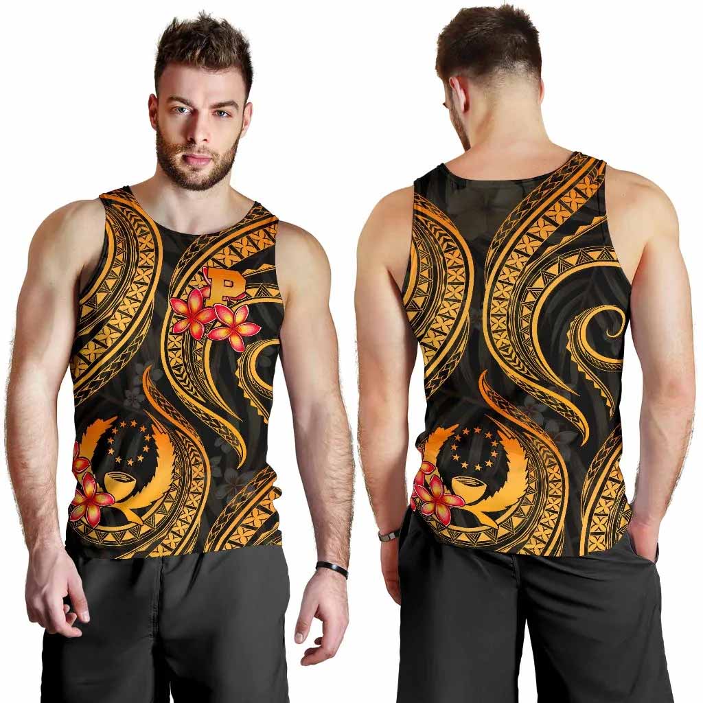 Pohnpei Micronesian Men Tank Top - Gold Plumeria