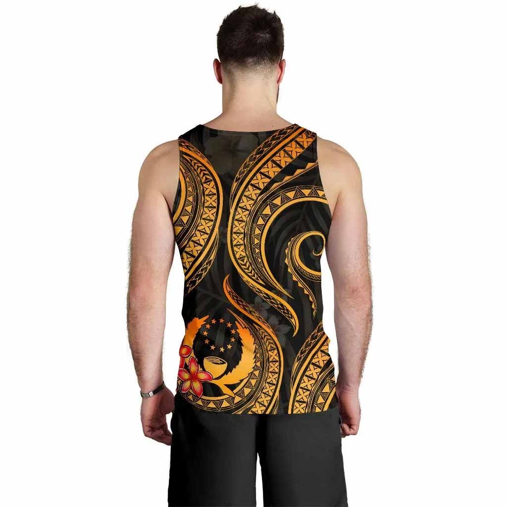 Pohnpei Micronesian Men Tank Top - Gold Plumeria
