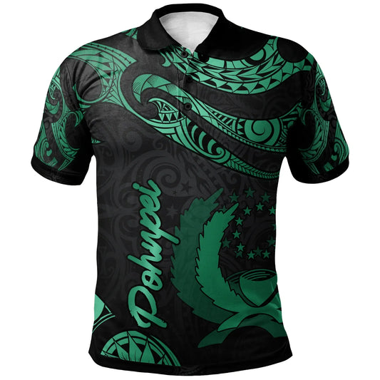 Pohnpei Micronesia Polo Shirt - Poly Tattoo Green Version