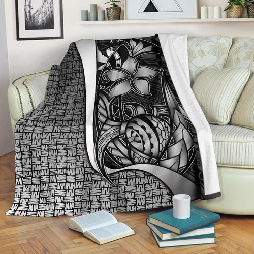 Pohnpei Micronesia Premium Blanket White - Turtle With Hook