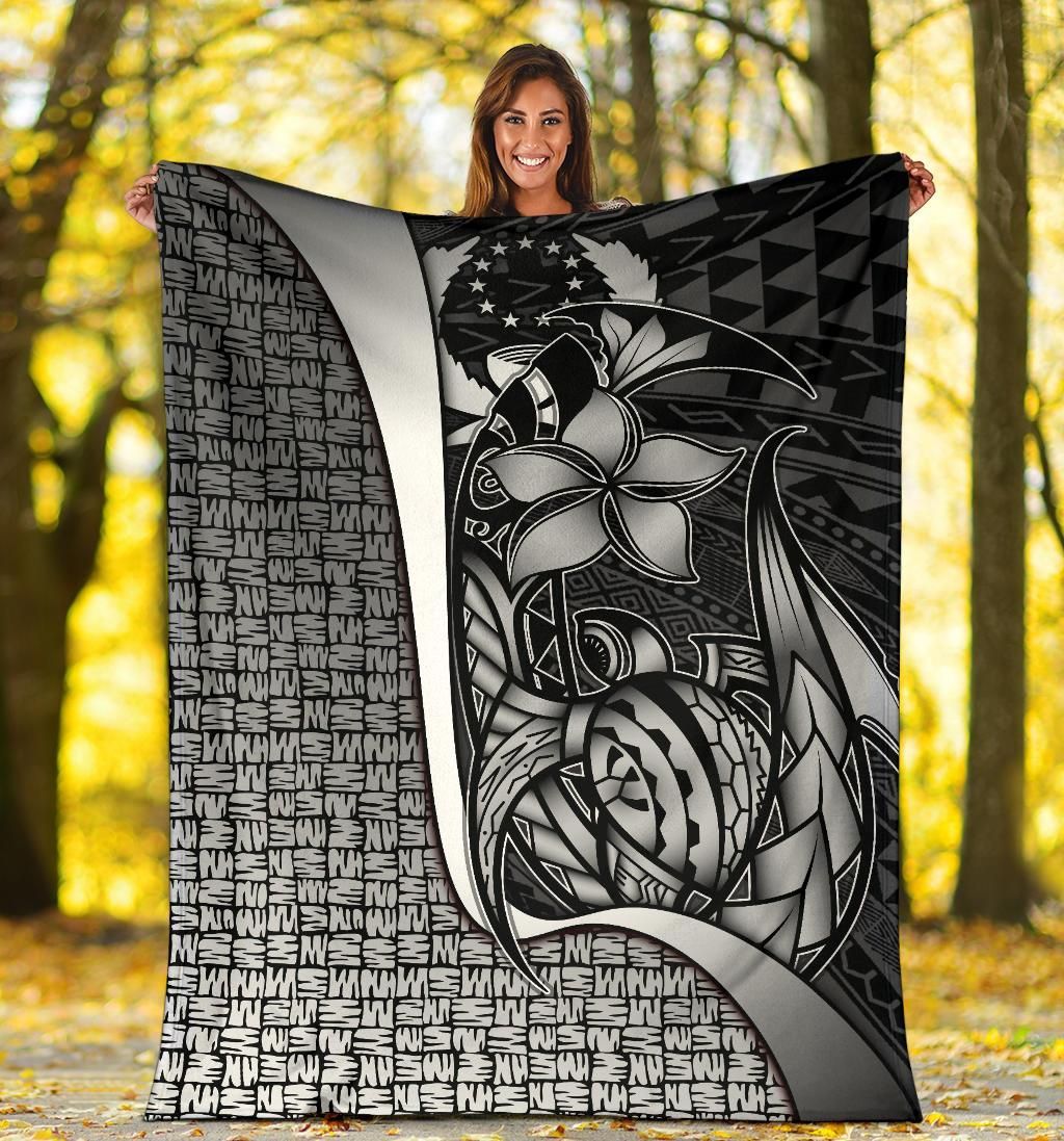 Pohnpei Micronesia Premium Blanket White - Turtle With Hook