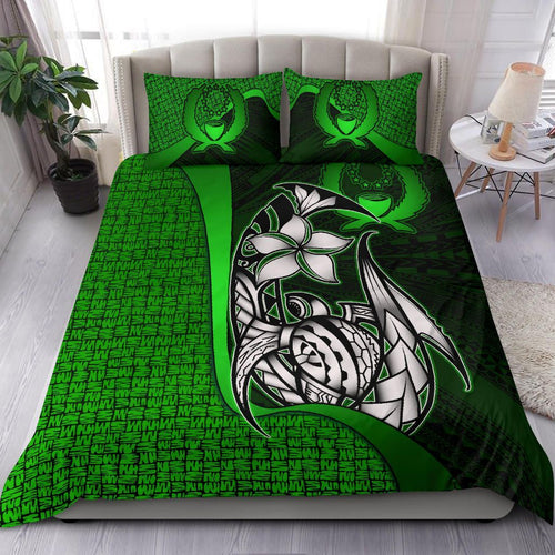 Pohnpei Micronesian Bedding Set Green - Turtle With Hook