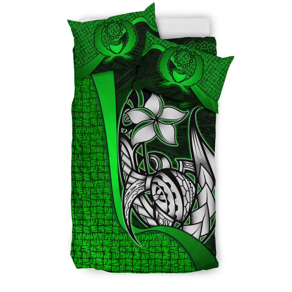 Pohnpei Micronesian Bedding Set Green - Turtle With Hook