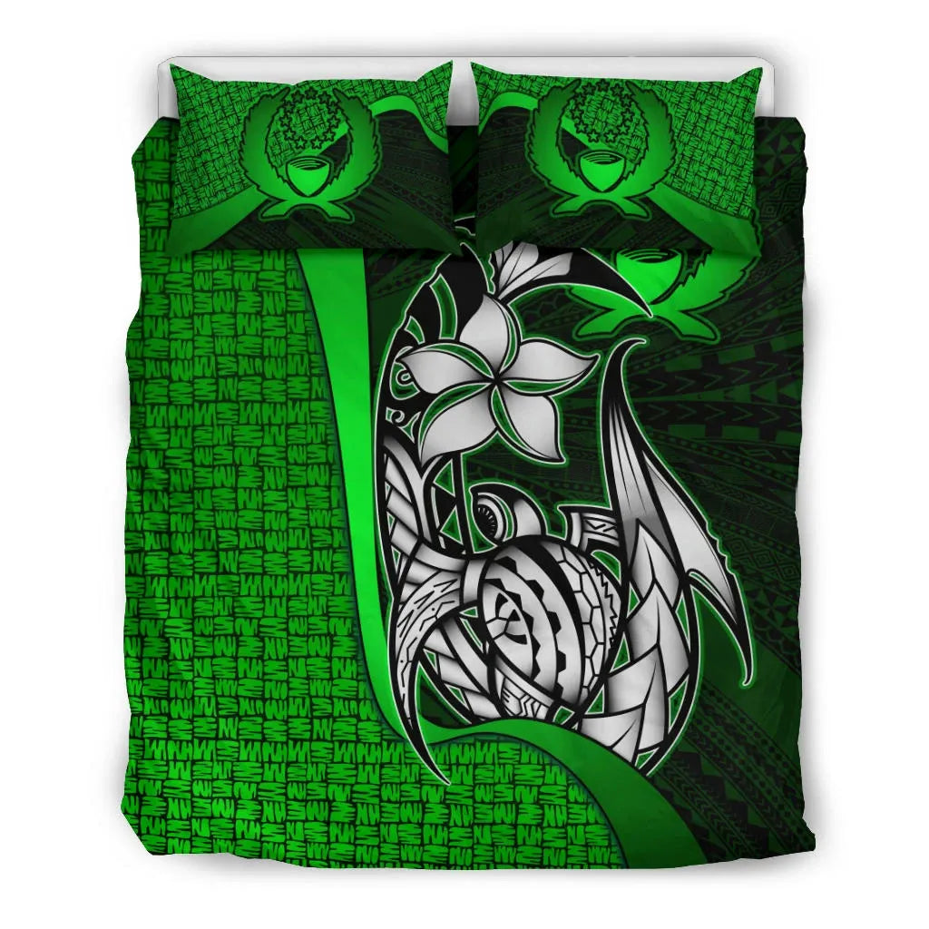 Pohnpei Micronesian Bedding Set Green - Turtle With Hook