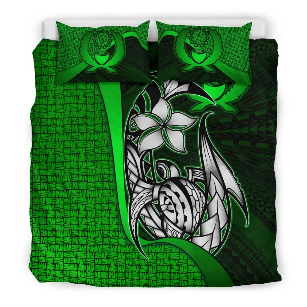 Pohnpei Micronesian Bedding Set Green - Turtle With Hook