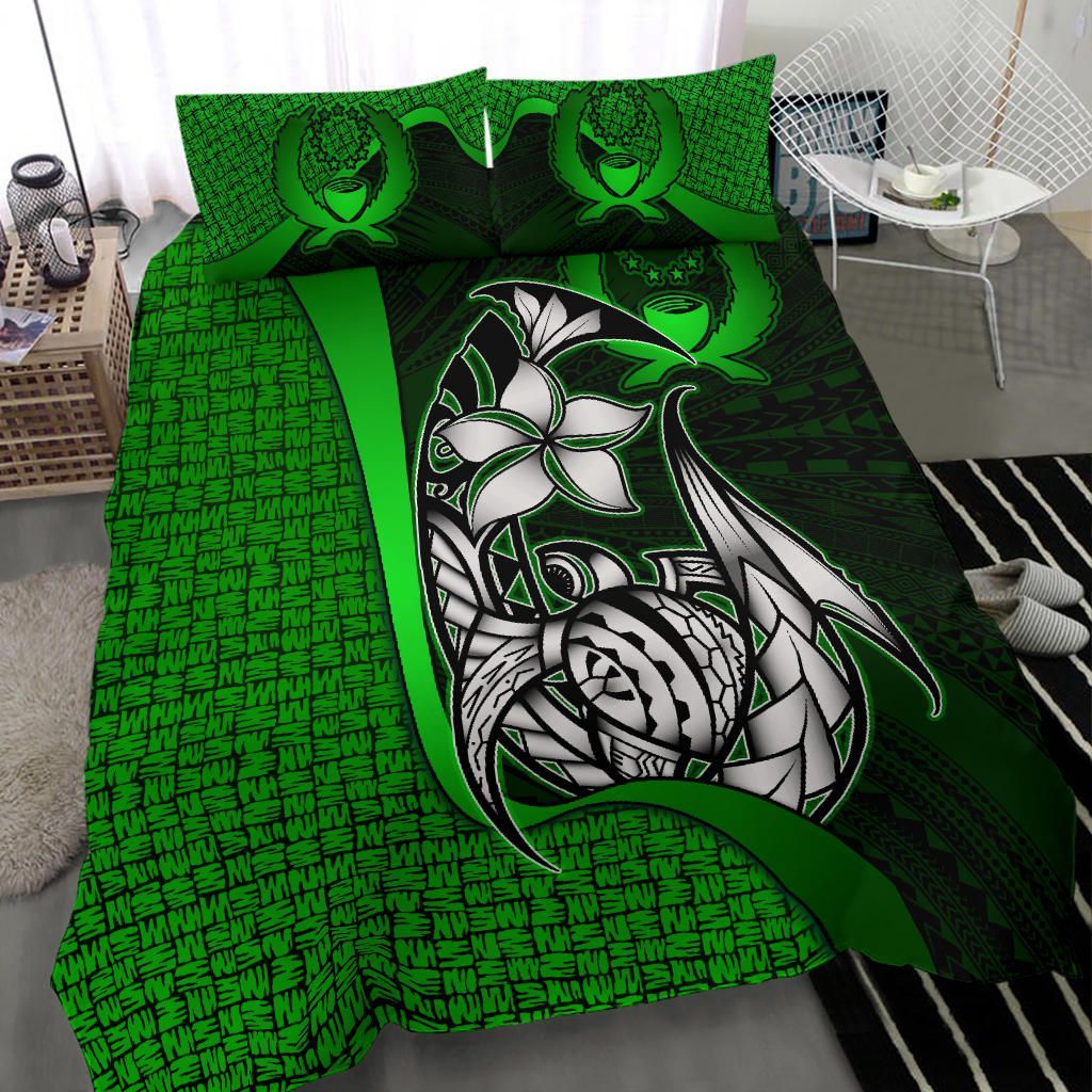 Pohnpei Micronesian Bedding Set Green - Turtle With Hook