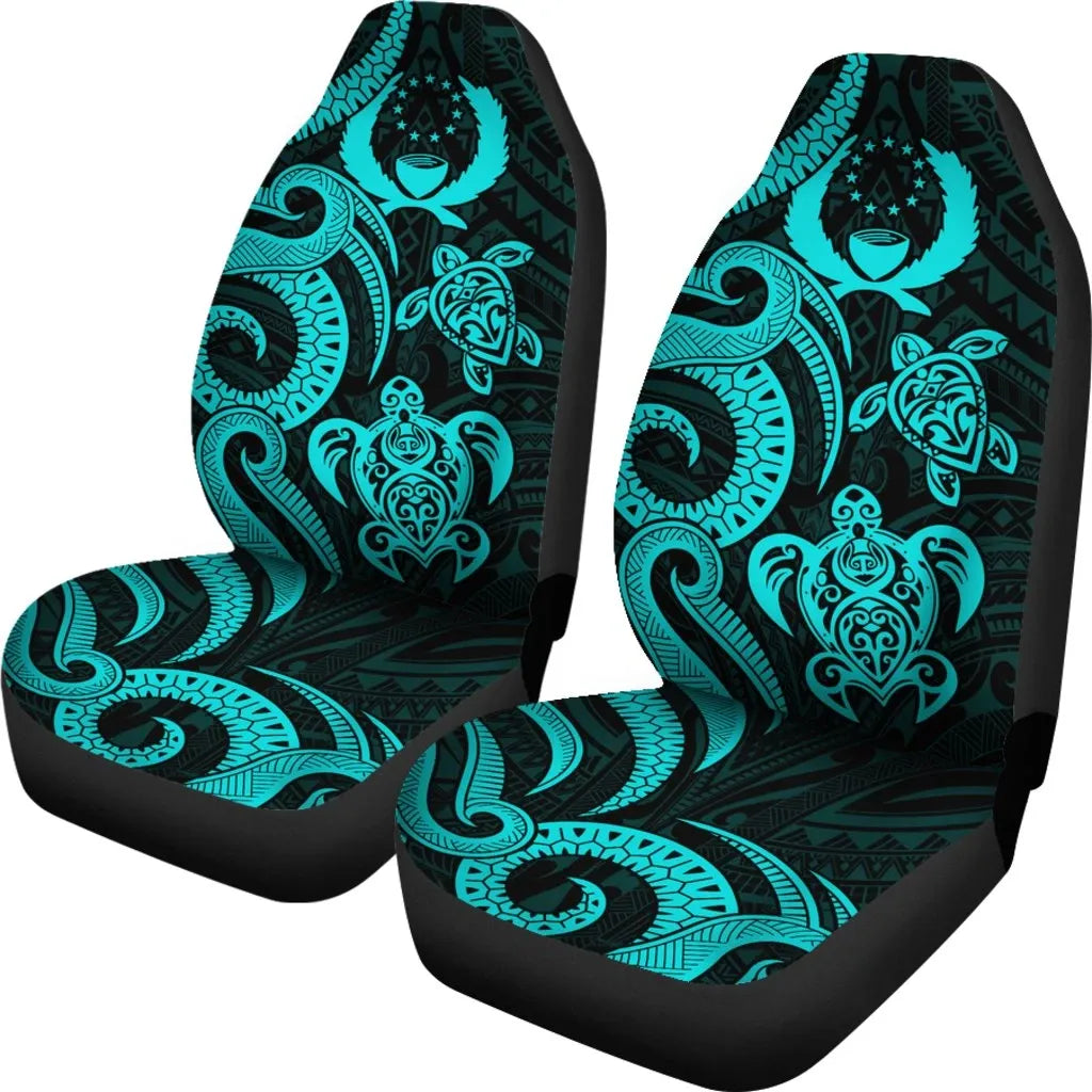 Pohnpei Micronesian Car Seat Covers - Turquoise Tentacle Turtle