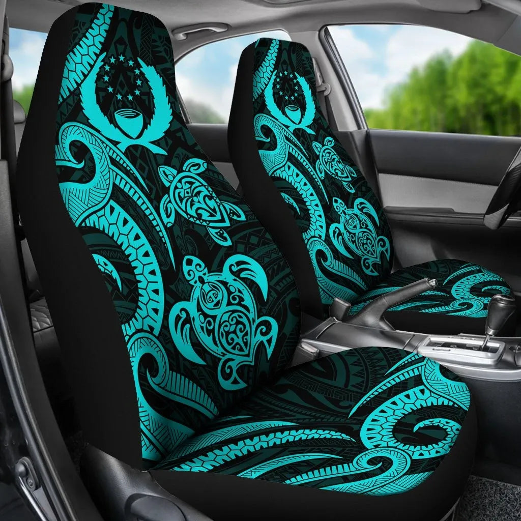Pohnpei Micronesian Car Seat Covers - Turquoise Tentacle Turtle