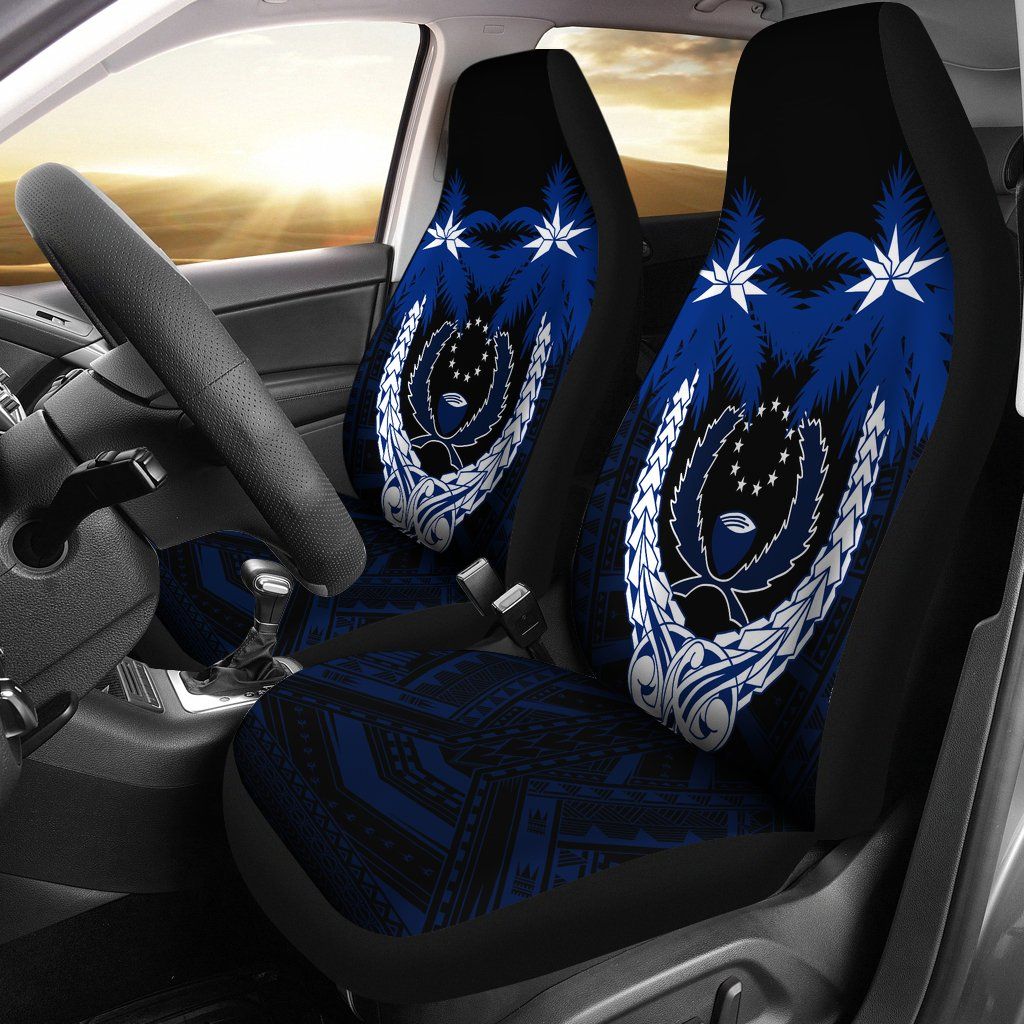 Pohnpei Micronesian Car Seat Covers - Pohnpei Flagg Coconut Tree (Set of 2)