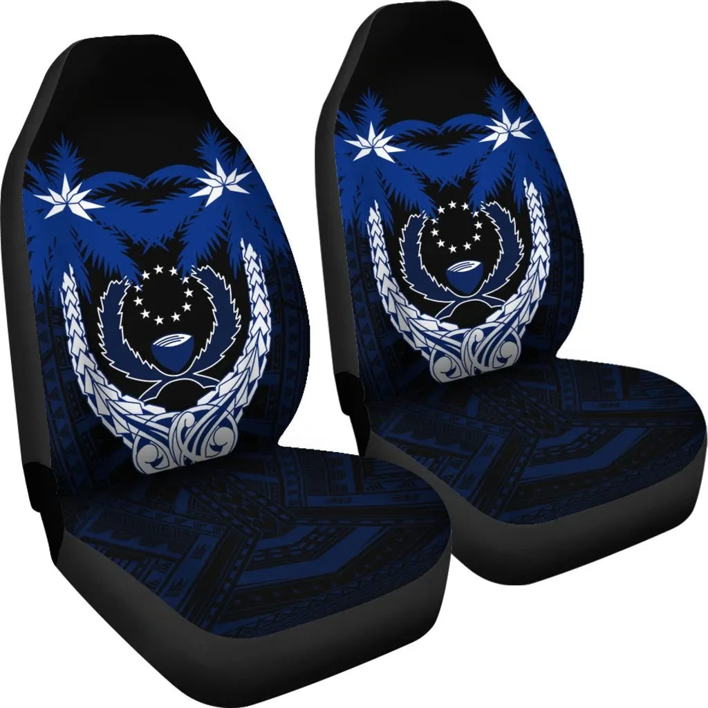 Pohnpei Micronesian Car Seat Covers - Pohnpei Flagg Coconut Tree (Set of 2)