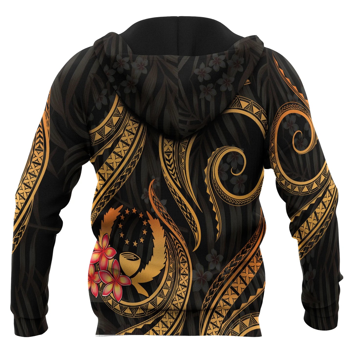 Pohnpei Micronesian Hoodie - Gold Plumeria