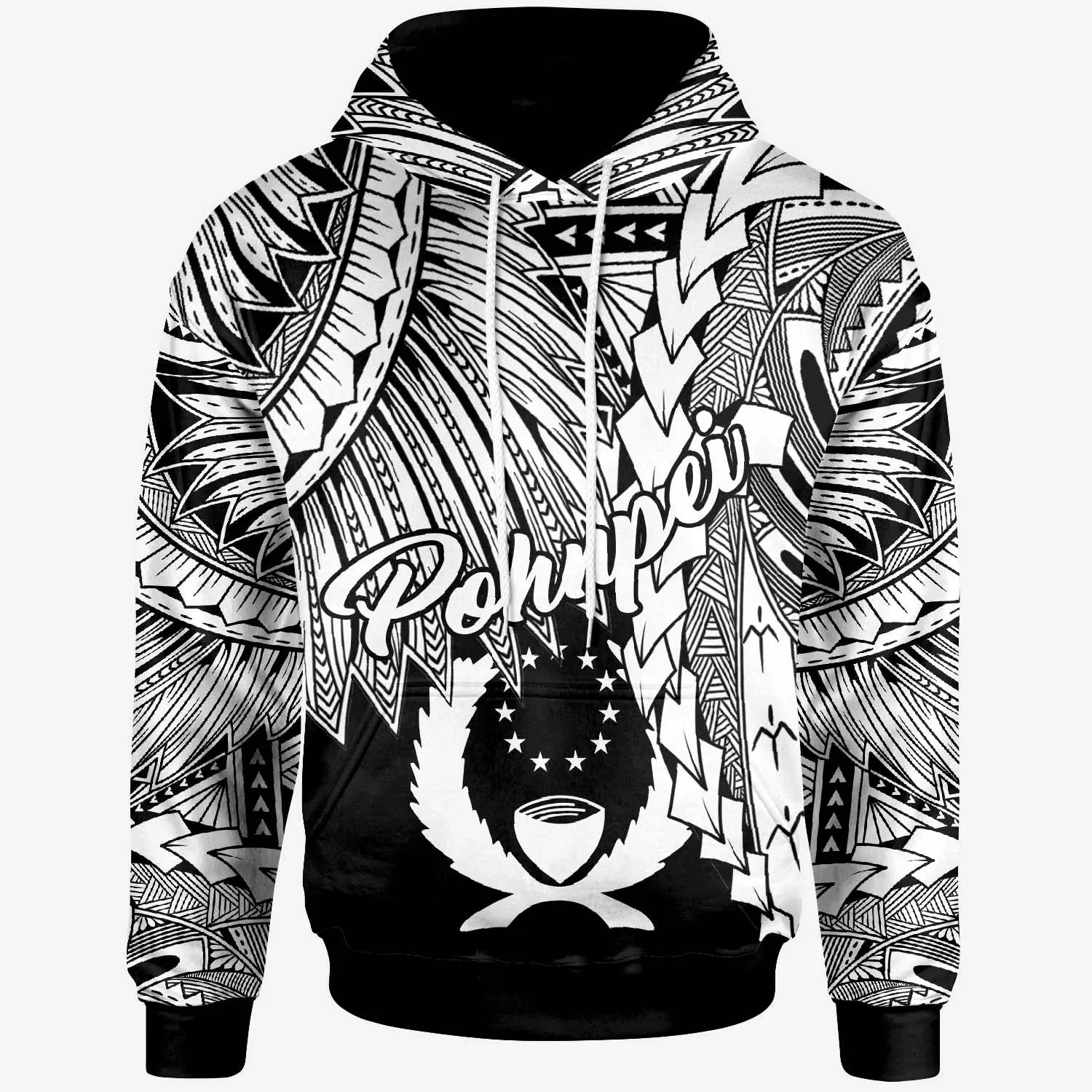 Pohnpei Micronesian Hoodie - Tribal Wave Tattoo White