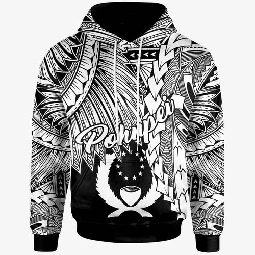 Pohnpei Micronesian Hoodie - Tribal Wave Tattoo White