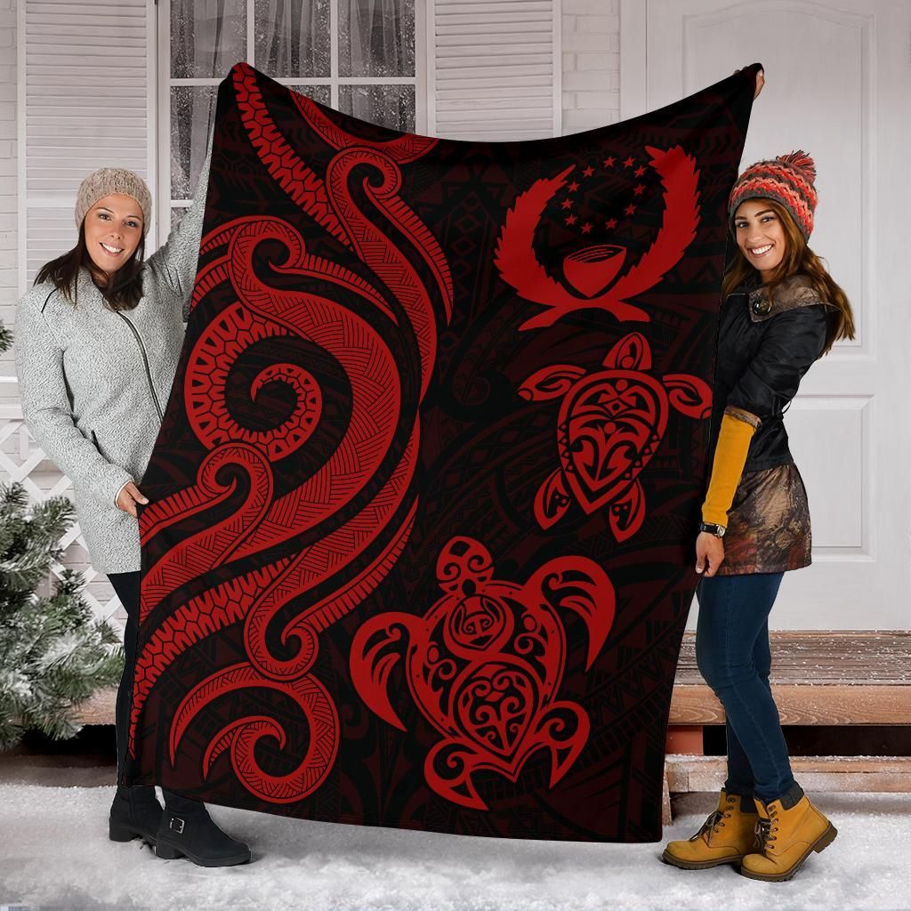 Pohnpei Micronesian Premium Blanket - Red Tentacle Turtle