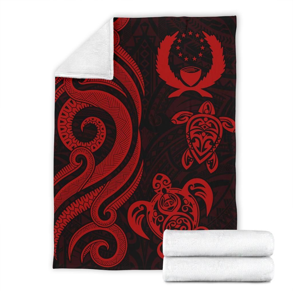 Pohnpei Micronesian Premium Blanket - Red Tentacle Turtle