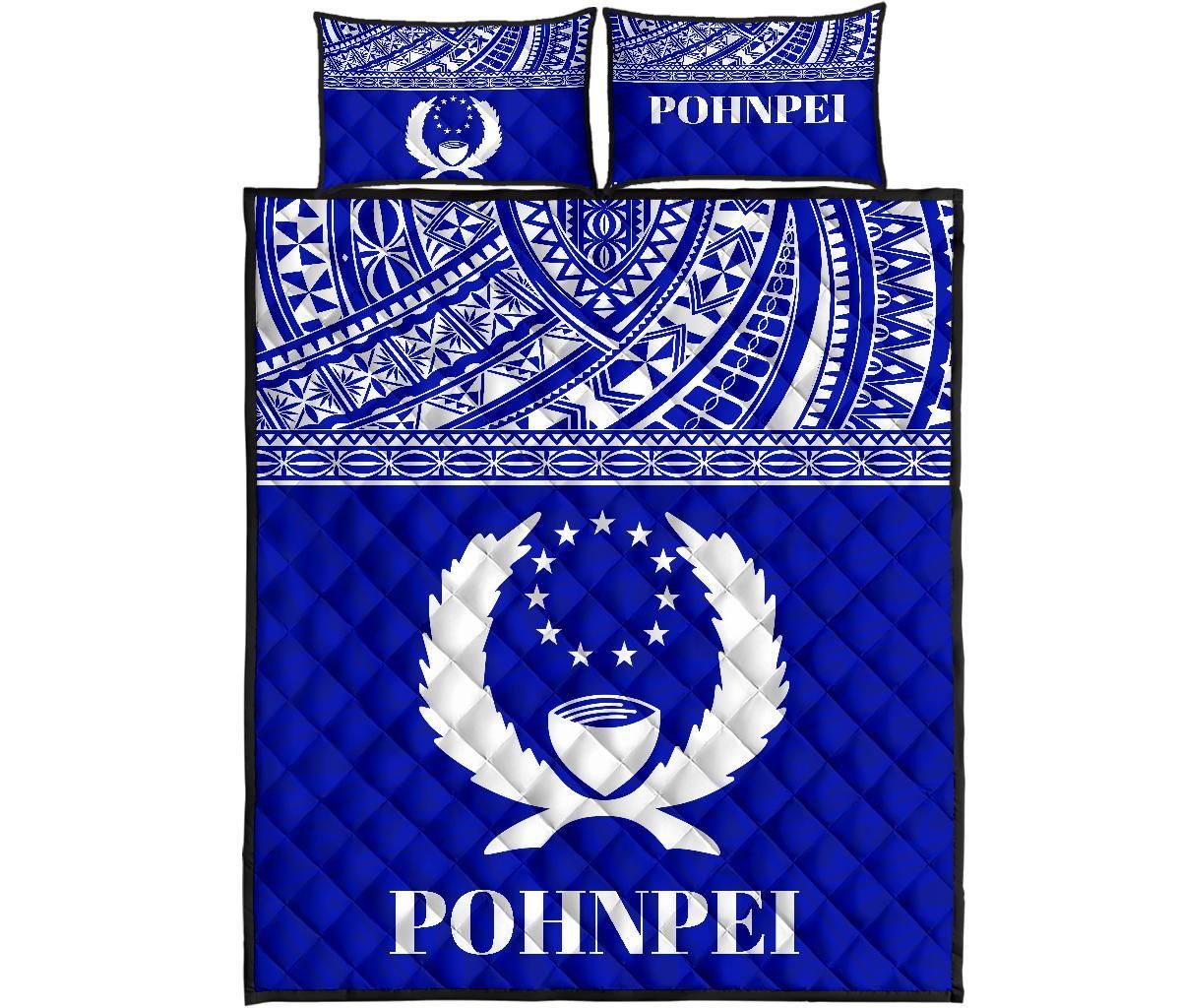 Pohnpei Micronesian Quilt Bed Set - Pohnpei Flag Blue Version