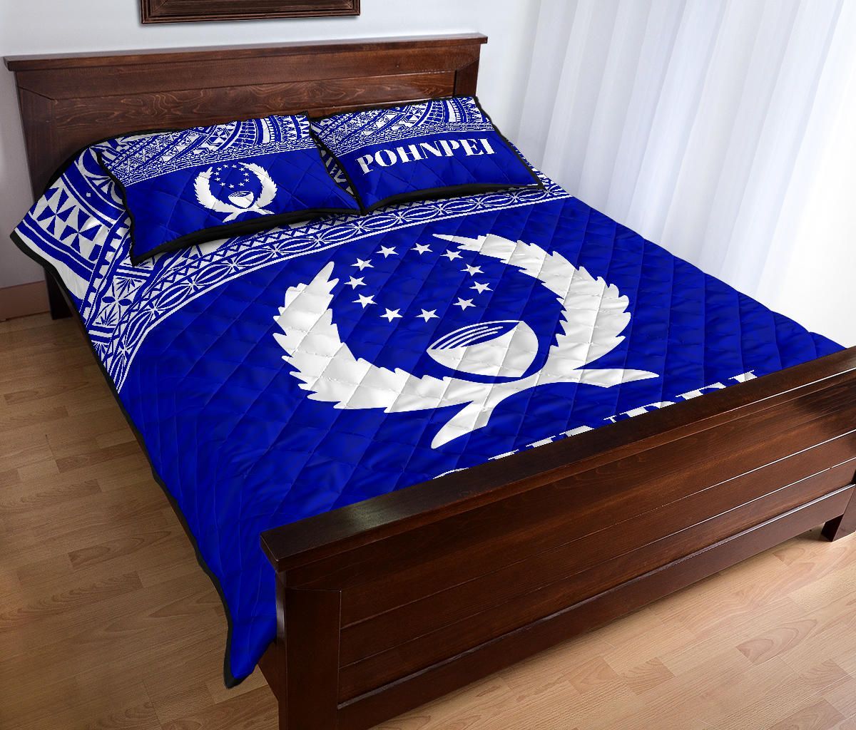 Pohnpei Micronesian Quilt Bed Set - Pohnpei Flag Blue Version
