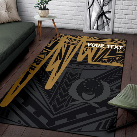 Pohnpei Personalised Area Rug - Pohnpei Seal In Heartbeat Patterns Style (Gold)