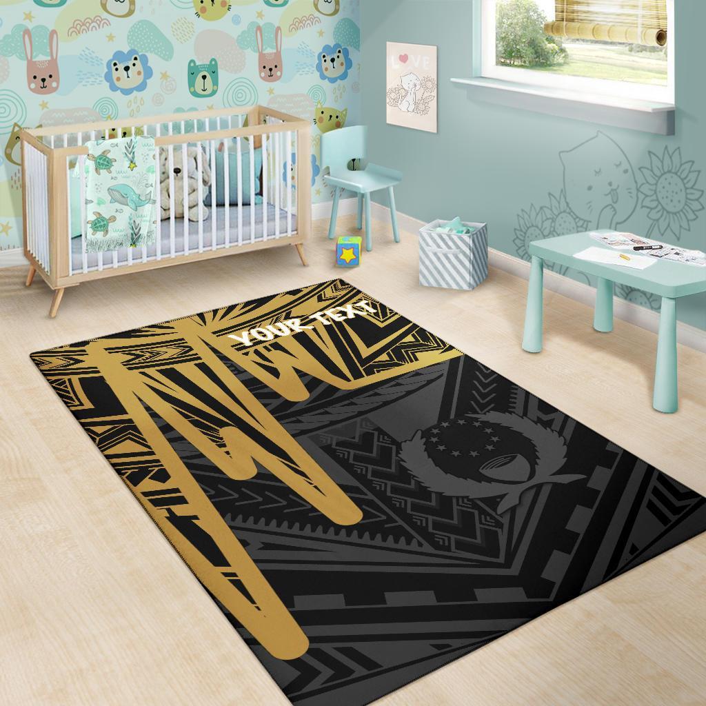 Pohnpei Personalised Area Rug - Pohnpei Seal In Heartbeat Patterns Style (Gold)