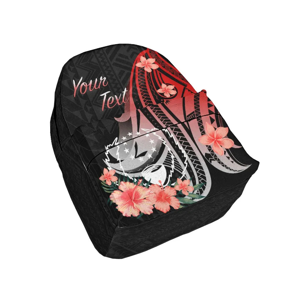 Pohnpei Personalised Custom Backpack - Red Polynesian Hibiscus Pattern Style