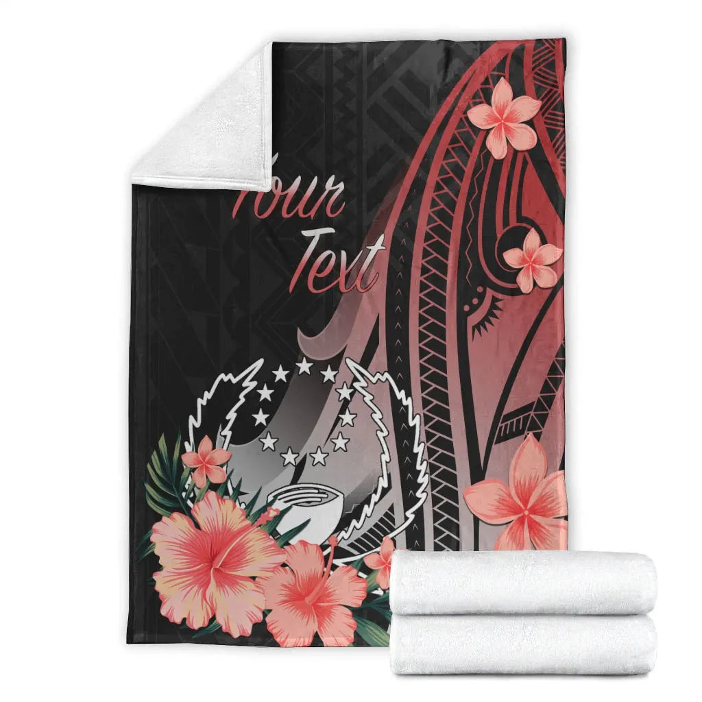 Pohnpei Personalised Custom Premium Blanket - Red Polynesian Hibiscus Pattern Style