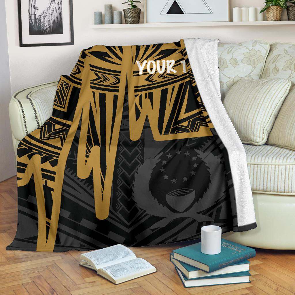 Pohnpei Personalised Premium Blanket - Pohnpei Seal In Heartbeat Patterns Style (Gold)