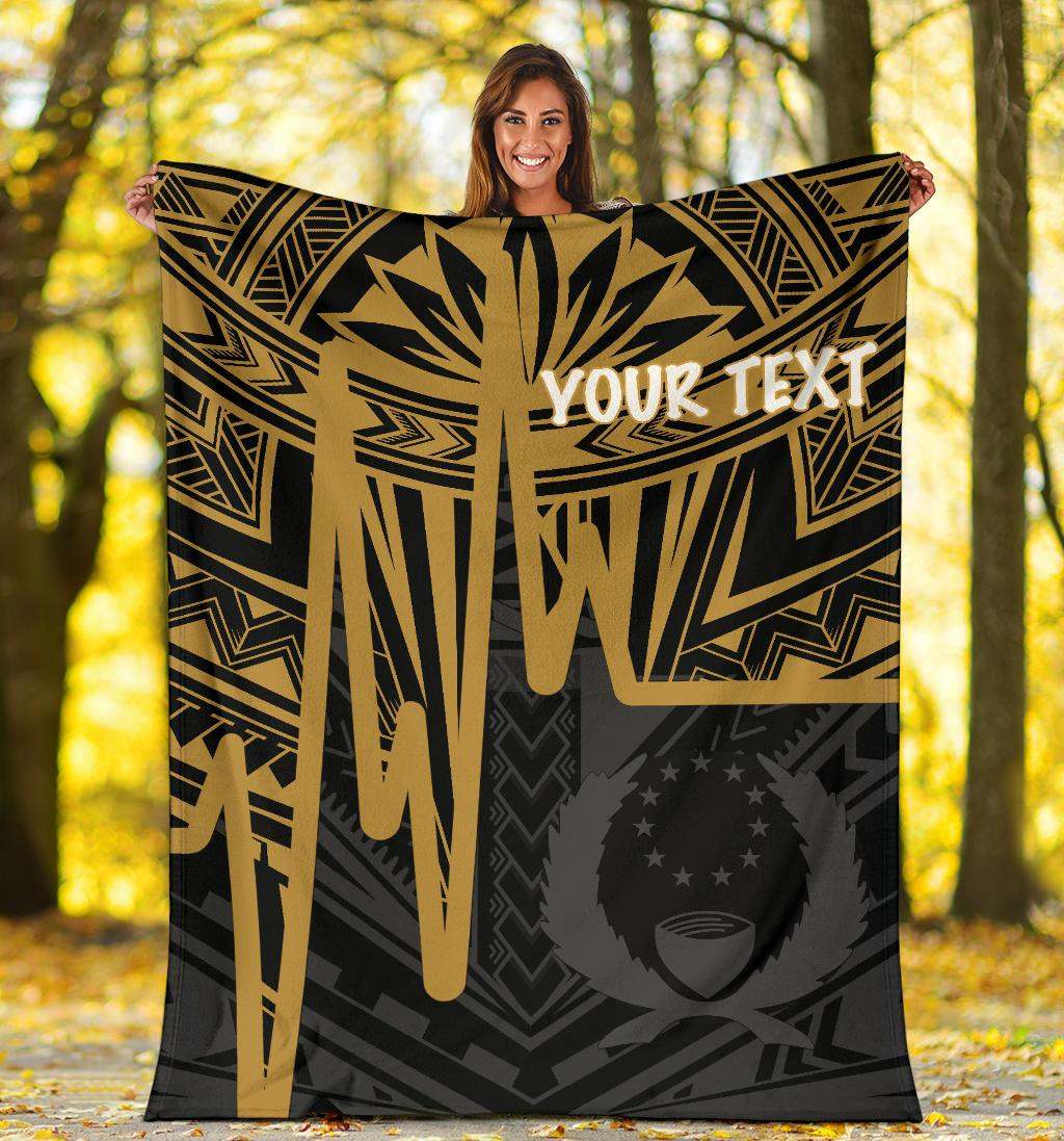 Pohnpei Personalised Premium Blanket - Pohnpei Seal In Heartbeat Patterns Style (Gold)