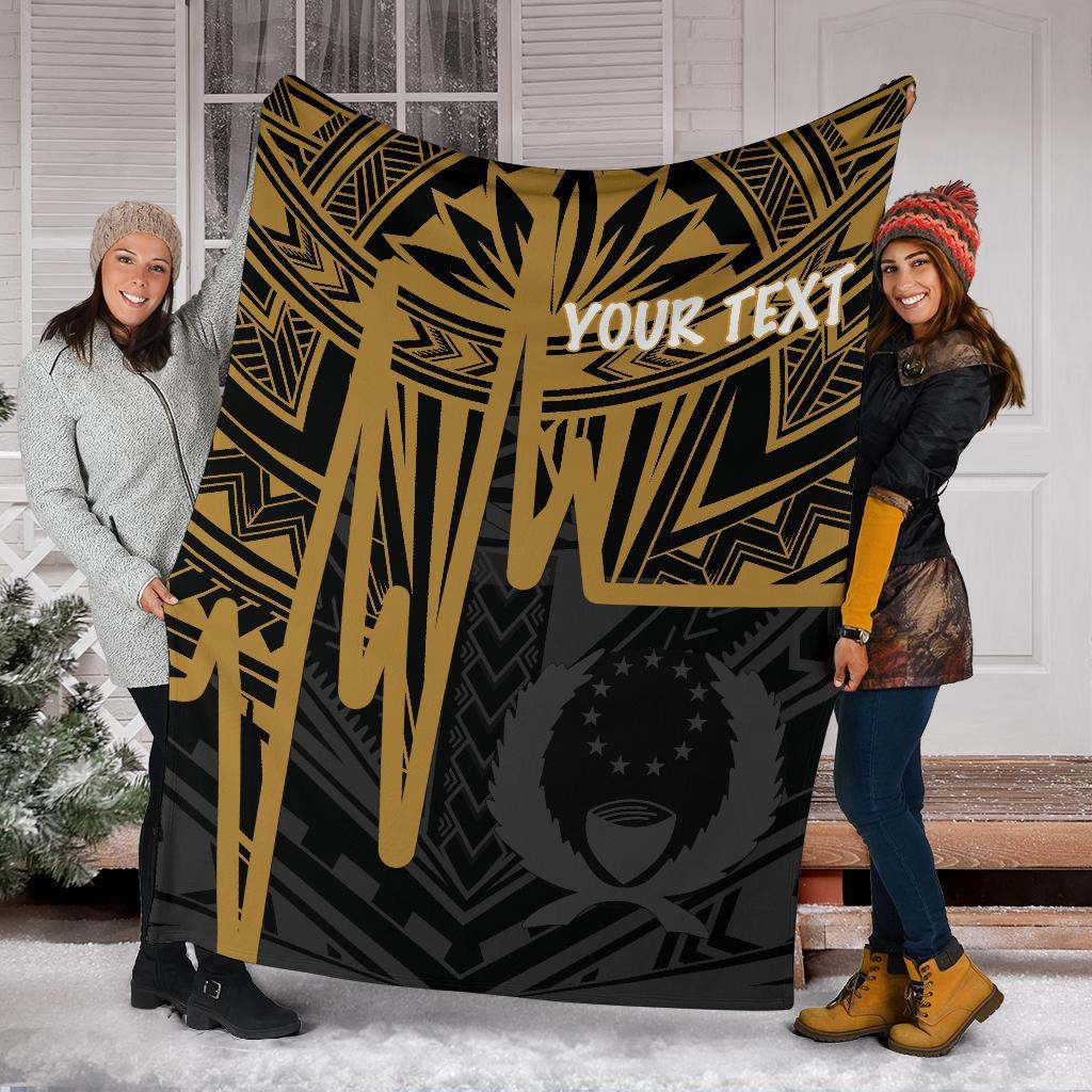 Pohnpei Personalised Premium Blanket - Pohnpei Seal In Heartbeat Patterns Style (Gold)