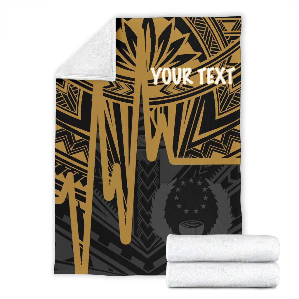 Pohnpei Personalised Premium Blanket - Pohnpei Seal In Heartbeat Patterns Style (Gold)