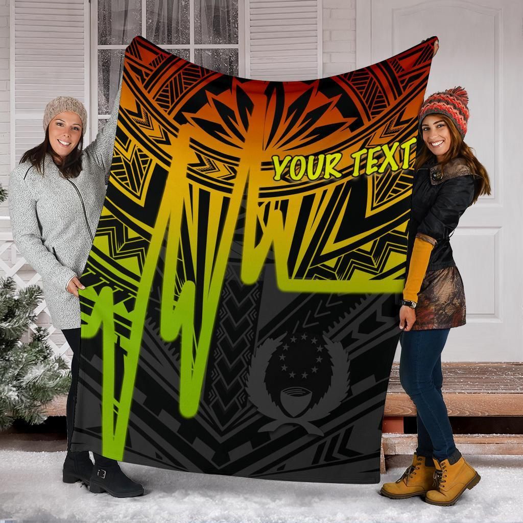 Pohnpei Personalised Premium Blanket - Pohnpei Seal In Heartbeat Patterns Style (Reggae)