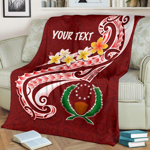 Pohnpei Personalised Premium Blanket - Pohnpei Seal Polynesian Patterns Plumeria