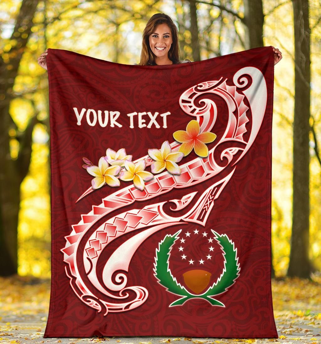 Pohnpei Personalised Premium Blanket - Pohnpei Seal Polynesian Patterns Plumeria