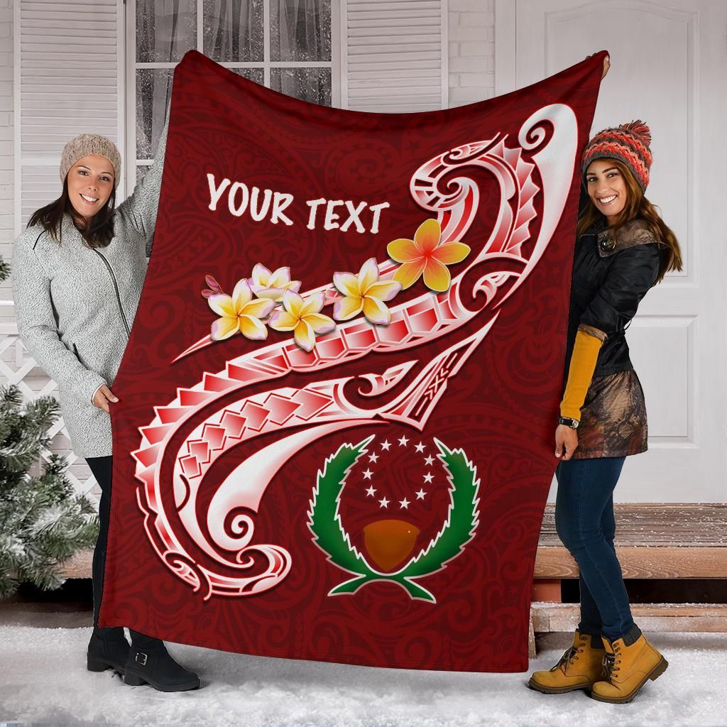 Pohnpei Personalised Premium Blanket - Pohnpei Seal Polynesian Patterns Plumeria